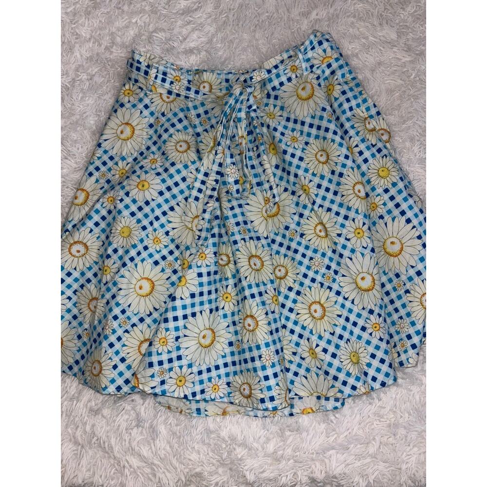 Hell Bunny Blue and White Daisy Print Circle Skirt